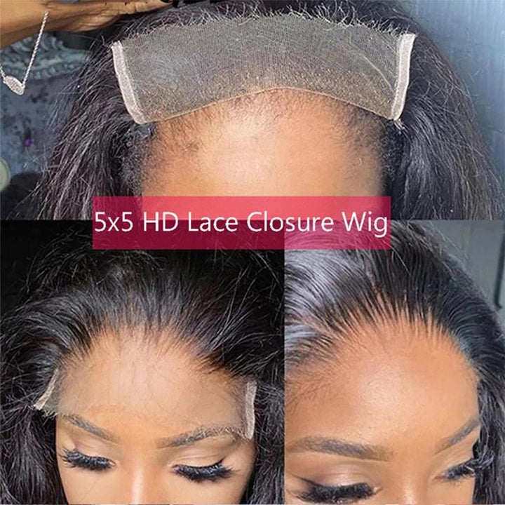 Long Virgin Hair 5*5 Lace Closure Wigs