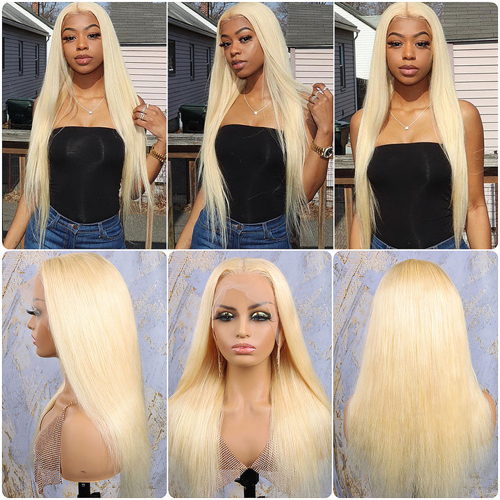 613 Honey Blonde Lace Closure Human Hair Wig