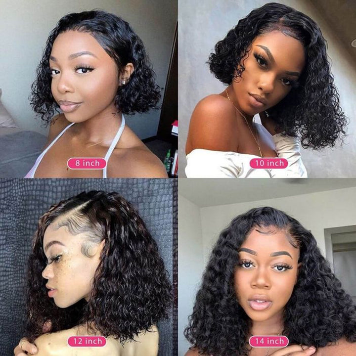 Transparent Lace Short Curly Bob Wigs