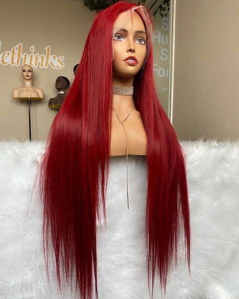 Burgundy Color Human Hair Hd Lace Front Wig  