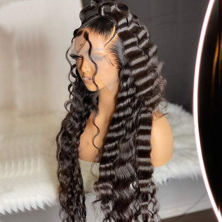  Deep Wave  Pre-plucked Full Lace Human Hair Wig 