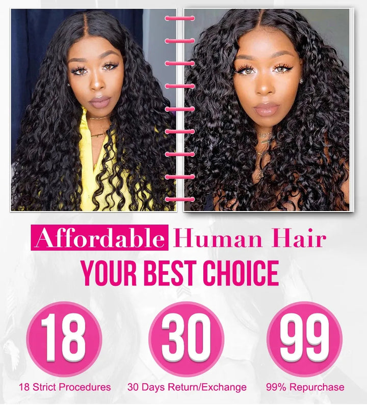  Deep Wave  Pre-plucked Full Lace Human Hair Wig 