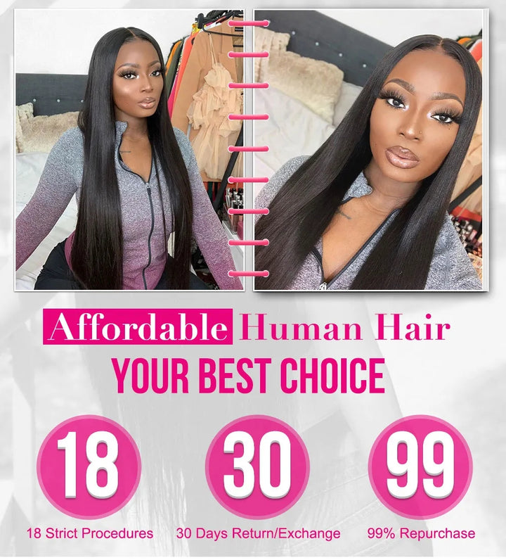  Malaysian Straight Virgin Hair 3Bundles with 4x4 Lace Closure