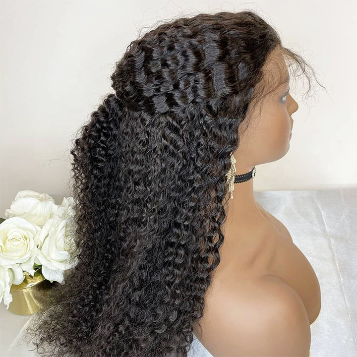  Glueless Afro Curly Brazilian 100% Virgin Hair Full Lace Wig  
