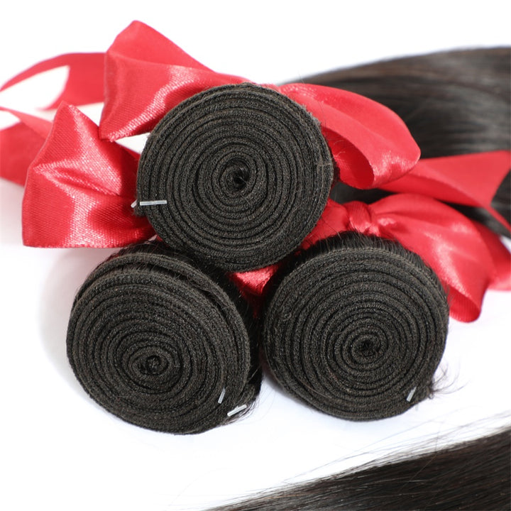  Malaysian Straight Virgin Hair 3Bundles with 4x4 Lace Closure